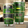 Camellia Personalized 3D Green Bus Stainless Steel Tumbler - Customized Double-Walled Insulation Travel Thermal Cup With Lid