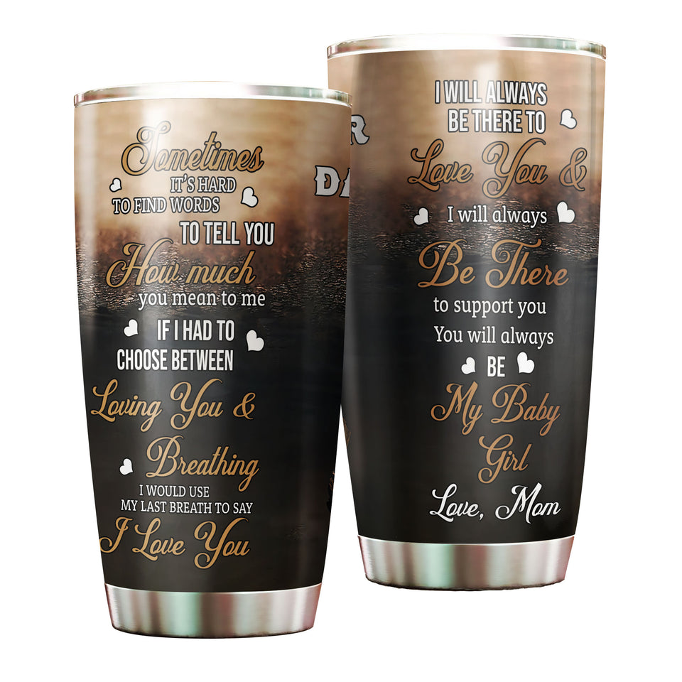 Camellia Personalized Loving Letter From  Mom To Daughter Stainless Steel Tumbler-Double-Walled Travel Therma Cup With Lid