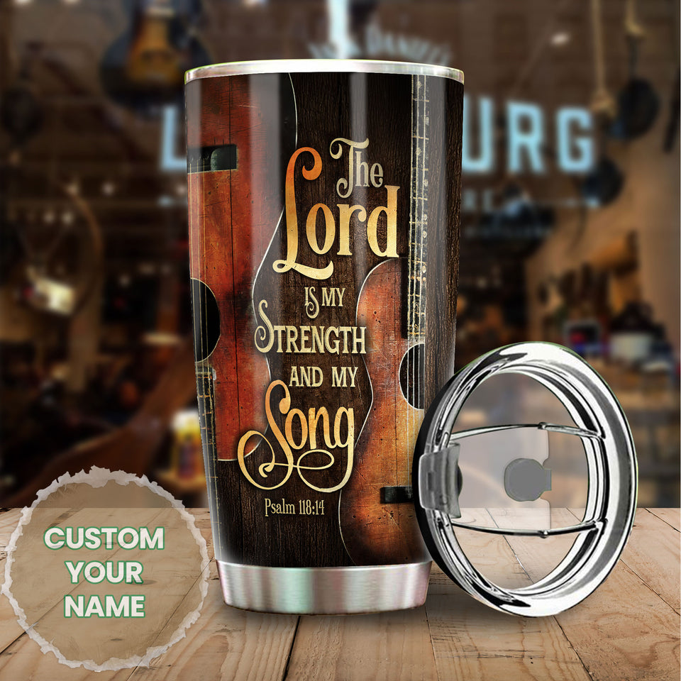 Camellia Personalized 3D Arcoustic Guitar Stainless Steel Tumbler - Customized Double-Walled Insulation Thermal Cup With Lid Gift For Guitarist