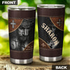 Camellia Personalized Faith Over Fear Leather Style Stainless Steel Tumbler-Double-Walled Insulation Travel Cup With Lid