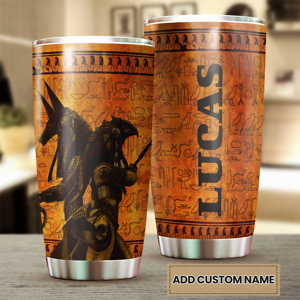 Camellia Personalized Anubis Ancient Egypt Stainless Steel Tumbler - Double-Walled Insulation Vacumm Flask - Gift For Ancient Egypt Culture Lovers