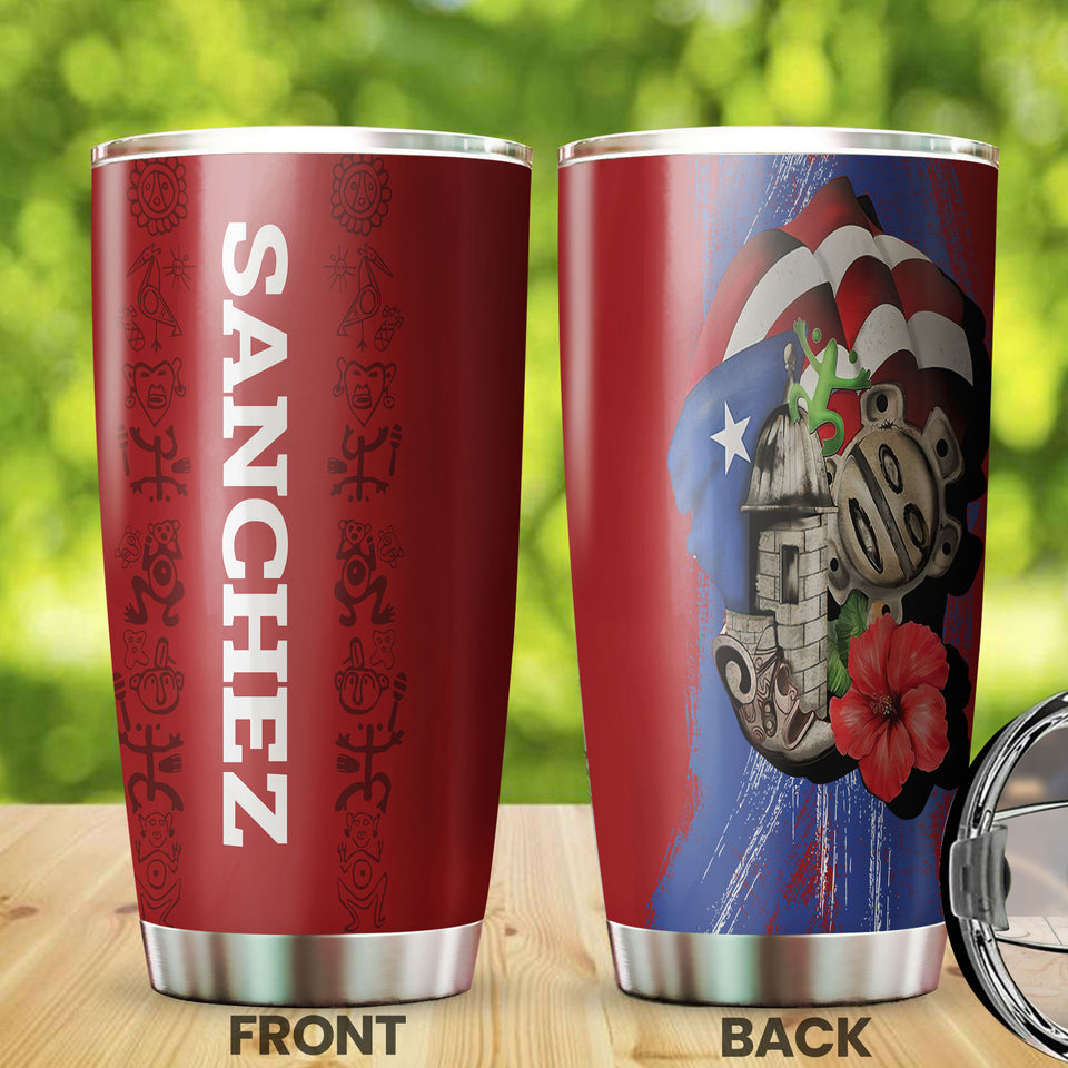 Camellia Persionalized 3D Baseball Puerto Rican Stainless Steel Tumbler - Customized Double - Walled Insulation Travel Thermal Cup With Lid Gift For Baseball Player