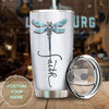 Camellia Personalized Dragonfly Faith Stainless Steel Tumbler - Customized Double-Walled Insulation Travel Thermal Cup With Lid Gift For Dragonfly Lover