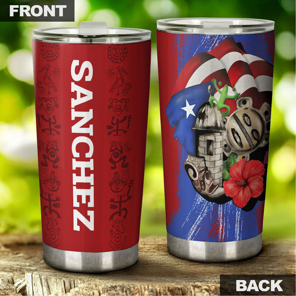 Camellia Persionalized 3D Baseball Puerto Rican Stainless Steel Tumbler - Customized Double - Walled Insulation Travel Thermal Cup With Lid Gift For Baseball Player