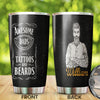 Camellia Personalized Awesome Dads Tattoo Stainless Steel Tumbler - Double-Walled Insulation Vacumm Flask - Gift For Tattoo Lovers, Tattoo Artists