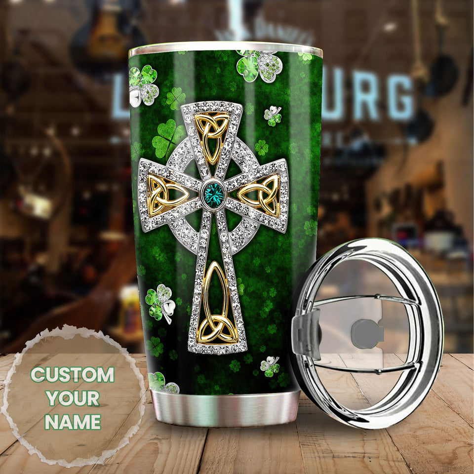 Camellia Persionalized Irish Jewelry Style Stainless Steel Tumbler - Customized Double - Walled Insulation Travel Thermal Cup With Lid