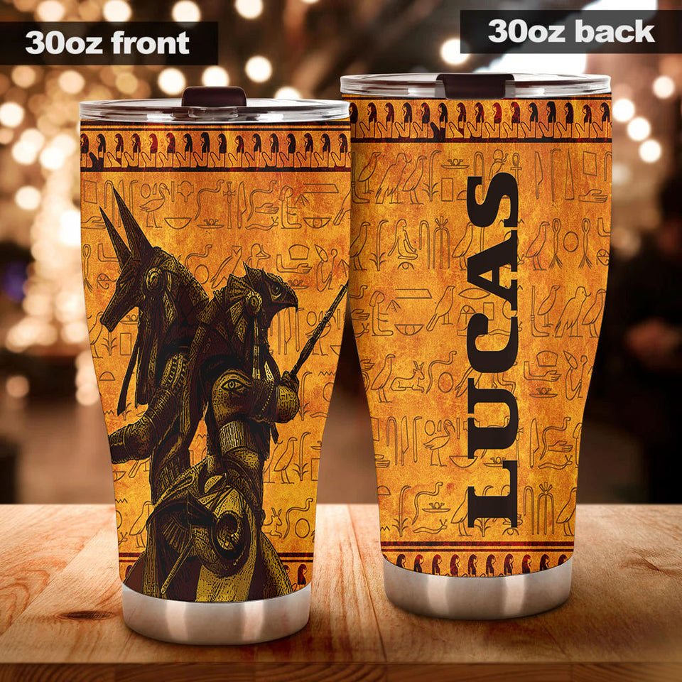Camellia Personalized Anubis Ancient Egypt Stainless Steel Tumbler - Double-Walled Insulation Vacumm Flask - Gift For Ancient Egypt Culture Lovers