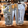 Camellia Persionalized 3D White Wolf Picture Stainless Steel Tumbler - Customized Double - Walled Insulation Travel Thermal Cup With Lid Gift For Wolf Lover