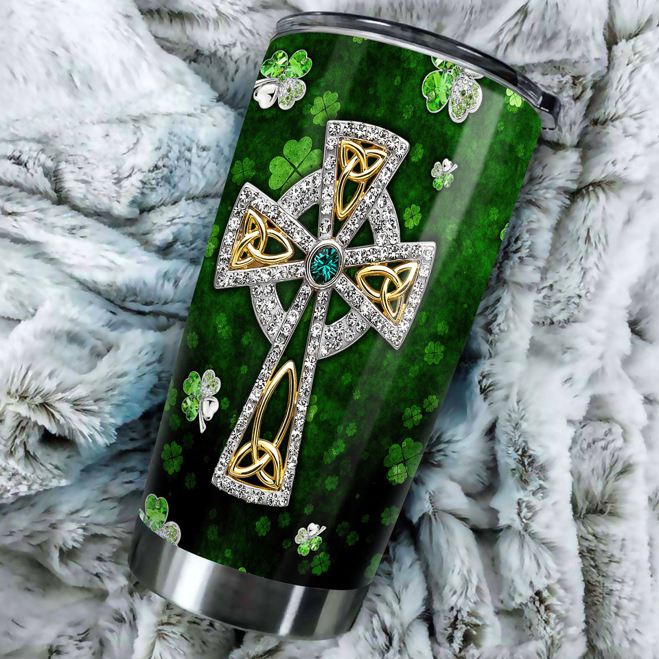 Camellia Persionalized Irish Jewelry Style Stainless Steel Tumbler - Customized Double - Walled Insulation Travel Thermal Cup With Lid
