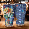 Camellia Persionalized 3D Flower Amazing Grace Stainless Steel Tumbler - Customized Double - Walled Insulation Travel Thermal Cup With Lid