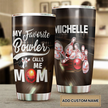 Camellia Persionalized 3D My Favourite Bowler Call Me Mom Stainless Steel Tumbler - Customized Double - Walled Insulation Thermal Cup With Lid