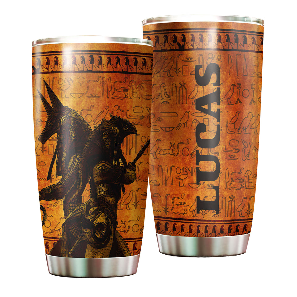 Camellia Personalized Anubis Ancient Egypt Stainless Steel Tumbler - Double-Walled Insulation Vacumm Flask - Gift For Ancient Egypt Culture Lovers