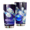Camellia Personalized Bowling Art Stainless Steel Tumbler - Double-Walled Insulation Vacumm Flask - Gift For Bowling Lovers, National Bowling Day 8th August