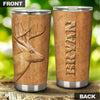 Camellia Persionalized 3D Deer Wood Style Stainless Steel Tumbler - Customized Double - Walled Insulation Travel Thermal Cup With Lid