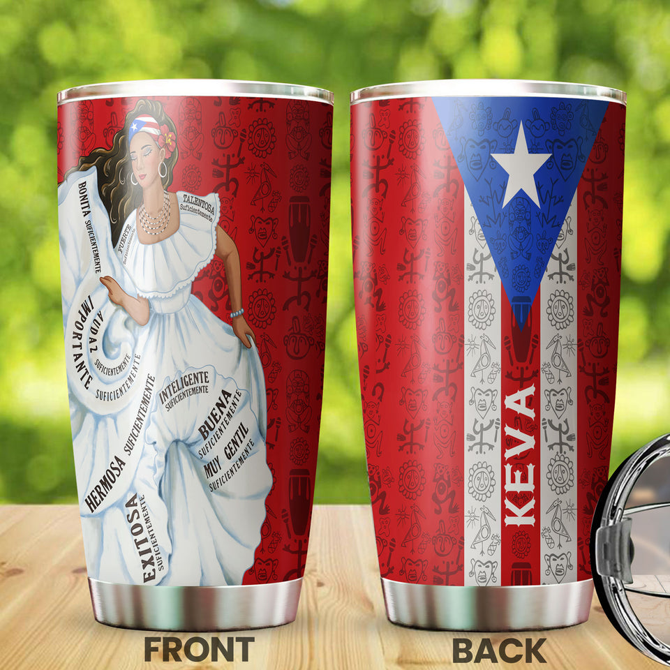 Camellia Persionalized Rico Girl Stainless Steel Tumbler - Customized Double - Walled Insulation Travel Thermal Cup With Lid