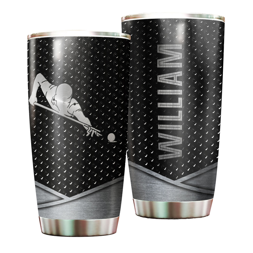 Camellia Personalized Man Plays Billiard Stainless Steel Tumbler-Vacuum Sealed Gift For Male Golf Player