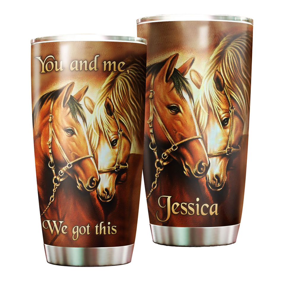 Camellia Personalized Horse Couple We Got This Stainless Steel Tumbler - Double-Walled Insulation Vacumm Flask - Gift For Horse Lovers, Cowgirls, Cowboys, Perfect Christmas, Thanksgiving Gift