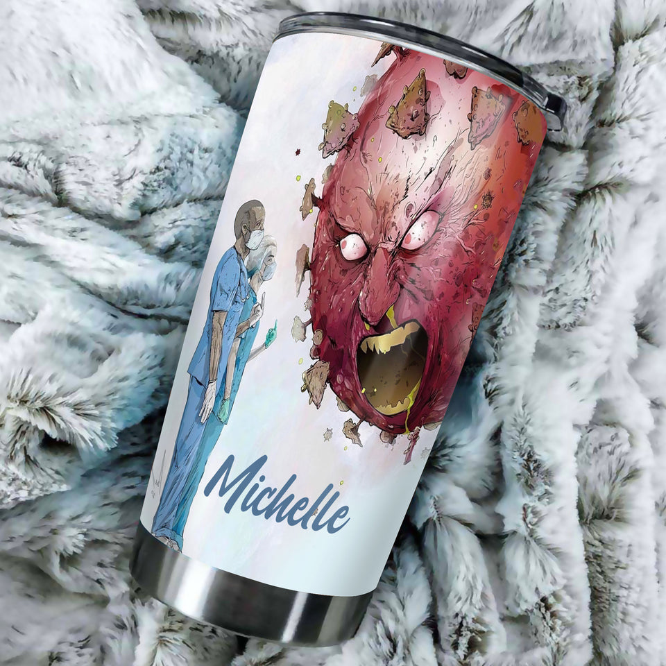 Camellia Personalized Nurse Nutrition Stainless Steel Tumbler - Double-Walled Insulation Vacumm Flask - Gift For Nurse, Christmas Gift, International Nurses Day