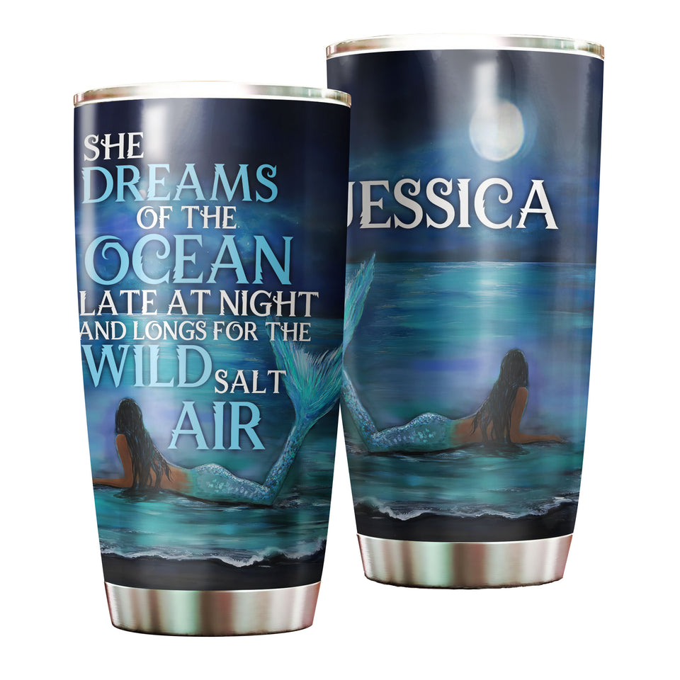 Camellia Personalized Mermaid She Dream Of The Ocean Stainless Steel Tumbler-Double-Walled Insulation Travel Cup With Lid 03