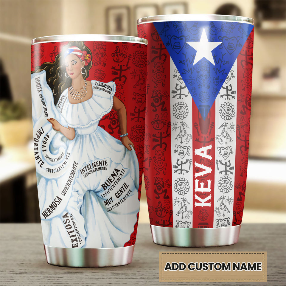 Camellia Persionalized Rico Girl Stainless Steel Tumbler - Customized Double - Walled Insulation Travel Thermal Cup With Lid
