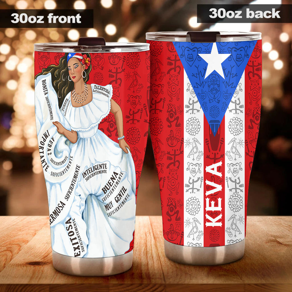 Camellia Persionalized Rico Girl Stainless Steel Tumbler - Customized Double - Walled Insulation Travel Thermal Cup With Lid