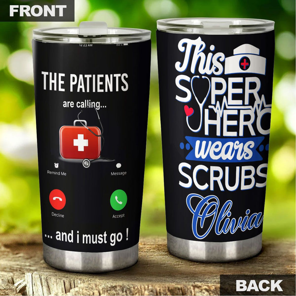Camellia Personalized Nurse The Patient Are Calling Stainless Steel Tumbler - Double-Walled Insulation Vacumm Flask - Gift For Nurse, Christmas Gift, International Nurses Day
