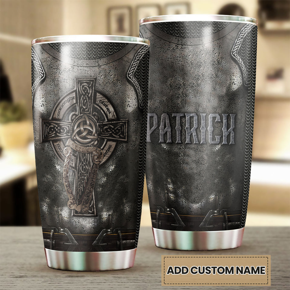Camellia Persionalized Irish Armor Stainless Steel Tumbler - Customized Double - Walled Insulation Travel Thermal Cup With Lid