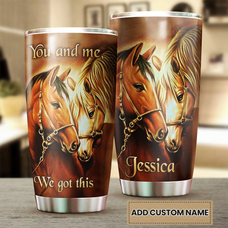 Camellia Personalized Horse Couple We Got This Stainless Steel Tumbler - Double-Walled Insulation Vacumm Flask - Gift For Horse Lovers, Cowgirls, Cowboys, Perfect Christmas, Thanksgiving Gift