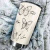 Camellia Personalized Butterfly Faith Hope Love White Stainless Steel Tumbler-Double-Walled Travel Therma Cup With Lid 01