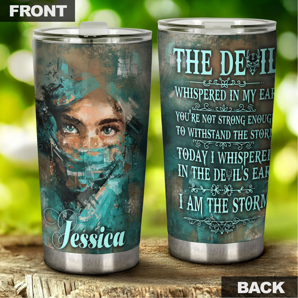 Camellia Personalized Nurse Storm Stainless Steel Tumbler - Double-Walled Insulation Vacumm Flask - Gift For Nurse, Christmas Gift, International Nurses Day