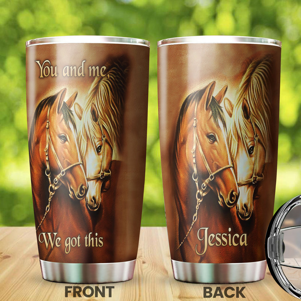 Camellia Personalized Horse Couple We Got This Stainless Steel Tumbler - Double-Walled Insulation Vacumm Flask - Gift For Horse Lovers, Cowgirls, Cowboys, Perfect Christmas, Thanksgiving Gift