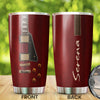 Camellia Personalized Guitar Surface Stainless Steel Tumbler - Customized Double-Walled Insulation Travel Thermal Cup With Lid Gift For Guitarist