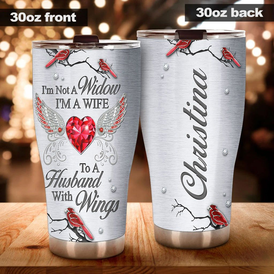 Camellia Personalized I'm Not A Window I'm A Wife Loving Quotes From Wife To Husband  Stainless Steel Tumbler-Double-Walled Insulation  Cup With Lid Gift For Couple