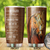 Camellia Personalized Horse Wife To Husband Stainless Steel Tumbler - Double-Walled Insulation Vacumm Flask - Gift For Horse Lovers, Cowgirls, Cowboys, Perfect Christmas, Thanksgiving Gift