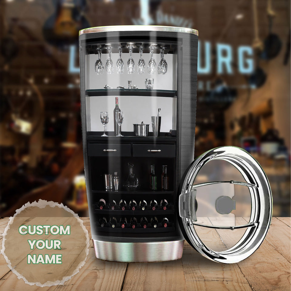 Camellia Persionalized 3D Dark Wine Bar Might Be Water Might Be Wine Stainless Steel Tumbler - Customized Double - Walled Insulation Travel Thermal Cup With Lid Gift For Wine Lover