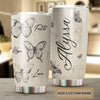 Camellia Personalized Butterfly Faith Hope Love White Stainless Steel Tumbler-Double-Walled Travel Therma Cup With Lid 01