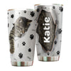 Camellia Personalized Cute Kittie Stainless Steel Tumbler-Double-Walled Insulation Cup With Lid Gift For Cat Lover Mom Cat