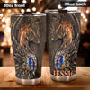 Camellia Personalized Horse Leather Style Stainless Steel Tumbler - Double-Walled Insulation Vacumm Flask - Gift For Horse Lovers, Cowgirls, Cowboys, Perfect Christmas, Thanksgiving Gift 04