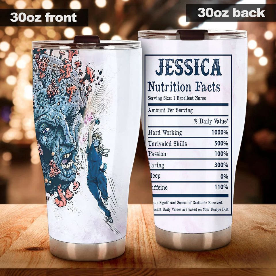Camellia Personalized Brave Nurse Facts Stainless Steel Tumbler - Double-Walled Insulation Vacumm Flask - Gift For Nurse, Nurse Day 12th May
