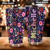 Camellia Personalized Flower Skeleton Stainless Steel Tumbler - Customized Double-Walled Insulation Travel Thermal Cup With Lid