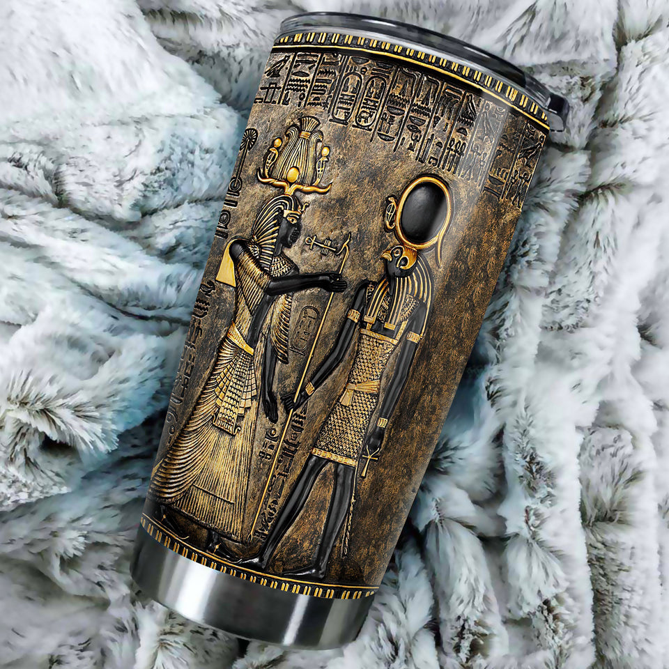 Camellia Personalized Mental Style Ancient EgyptStainless Steel Tumbler-Double-Walled Insulation Travel Cup With Lid 02