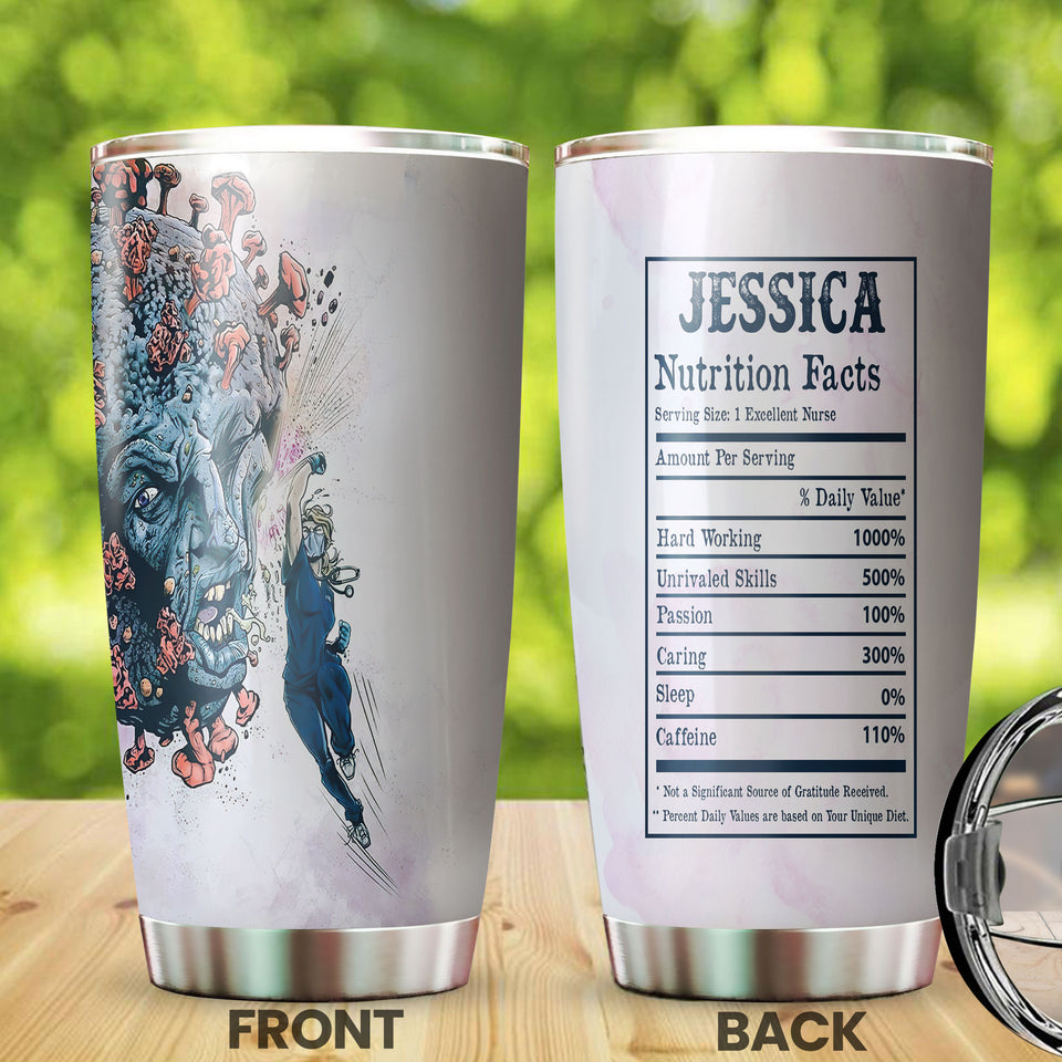 Camellia Personalized Brave Nurse Facts Stainless Steel Tumbler - Double-Walled Insulation Vacumm Flask - Gift For Nurse, Nurse Day 12th May