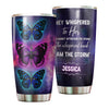 Camellia Personalized Butterfly They Whispered To Her You Can't Withstand The Storm Stainless Steel Tumbler - Double-Walled Insulation Vacumm Flask - For Thanksgiving, Memorial Day, Christians,