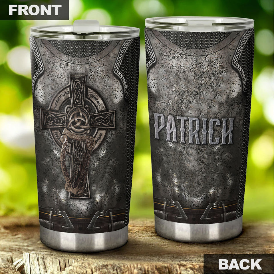 Camellia Persionalized Irish Armor Stainless Steel Tumbler - Customized Double - Walled Insulation Travel Thermal Cup With Lid