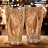 Camellia Persionalized 3D Leather Horse Stainless Steel Tumbler - Customized Double - Walled Insulation Thermal Cup With Lid