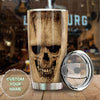 Camellia Personalized Bone Texture Skull Stainless Steel Tumbler - Double-Walled Insulation Vacumm Flask - Gift For Halloween, Skull Fans
