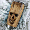 Camellia Personalized Bone Texture Skull Stainless Steel Tumbler - Double-Walled Insulation Vacumm Flask - Gift For Halloween, Skull Fans