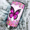 Camellia Personalized Butterfly Flowers Stainless Steel Tumbler - Double-Walled Insulation Vacumm Flask - For Thanksgiving, Memorial Day, Christians, Christmas Gift