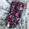 Camellia Personalized Flower Skeleton Stainless Steel Tumbler - Customized Double-Walled Insulation Travel Thermal Cup With Lid