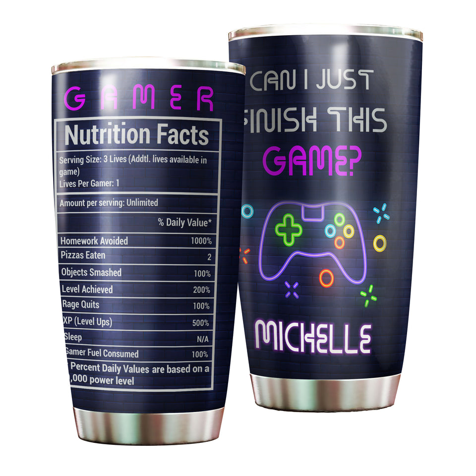 Camellia Personalized Gamer Nutrition Facts  Stainless Steel Tumbler-Thermal Flask Travel Therma Cup With Lid Gift For Gamer 02